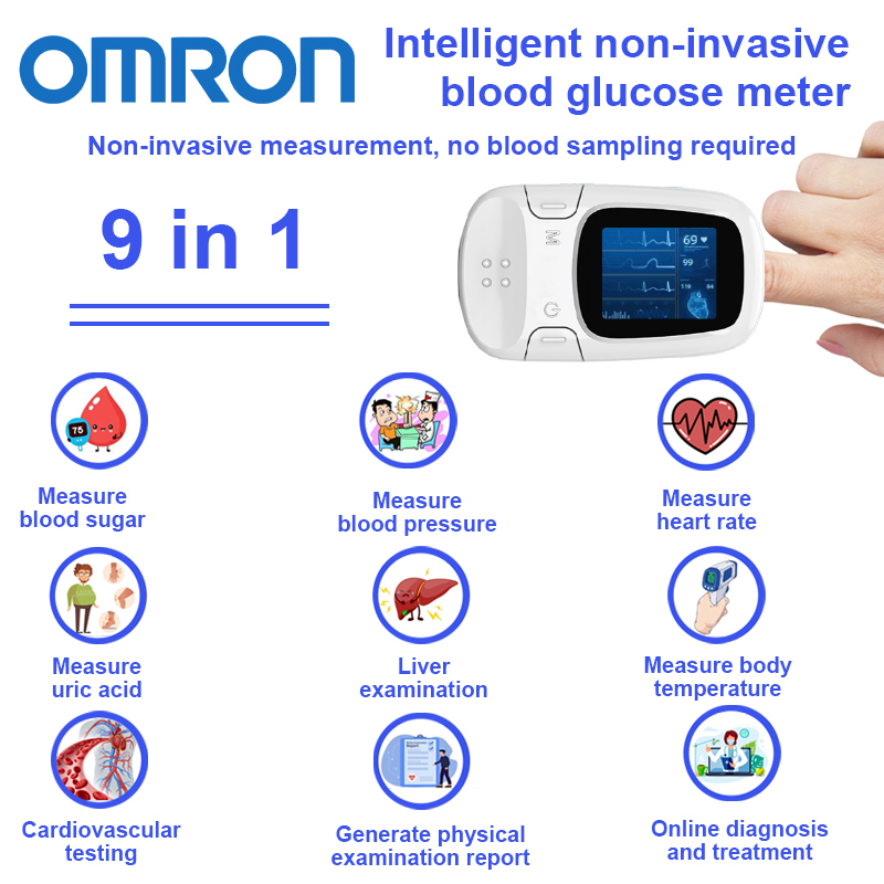 【9-în-1】Glucometru inteligent non-invaziv【măsurarea neinvazivă a glicemiei + măsurarea tensiunii arteriale + măsurarea acidului uric + măsurarea temperaturii corporale + generarea raportului de examinare fizică + diagnostic și tratament online + testul funcției hepatice + testarea cardiovasculară + măsurarea ritmului cardiac】